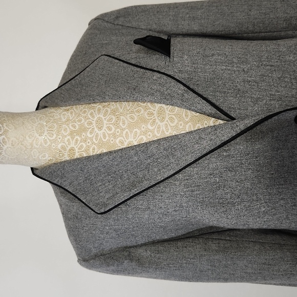 Career CG Guild Blazer Wool Blend Grey Lined Pockets Women Size M Office Busines - Picture 2 of 13